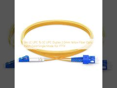3m LC UPC To SC UPC Duplex 2.0mm Yellow Fiber Optic Patch Cord Single Mode For FTTX